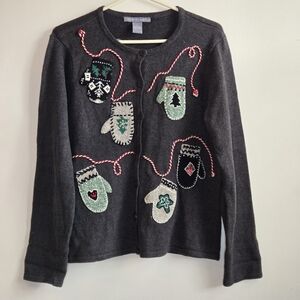 Carroll Reed Cute Ugly Christmas Sweater Mittens Size Large